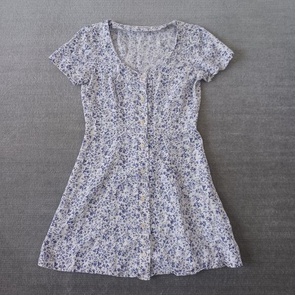 Reformation Margeaux Dress Women 4 Blue Floral Johanna Mini Button Front Cottage - Picture 3 of 13